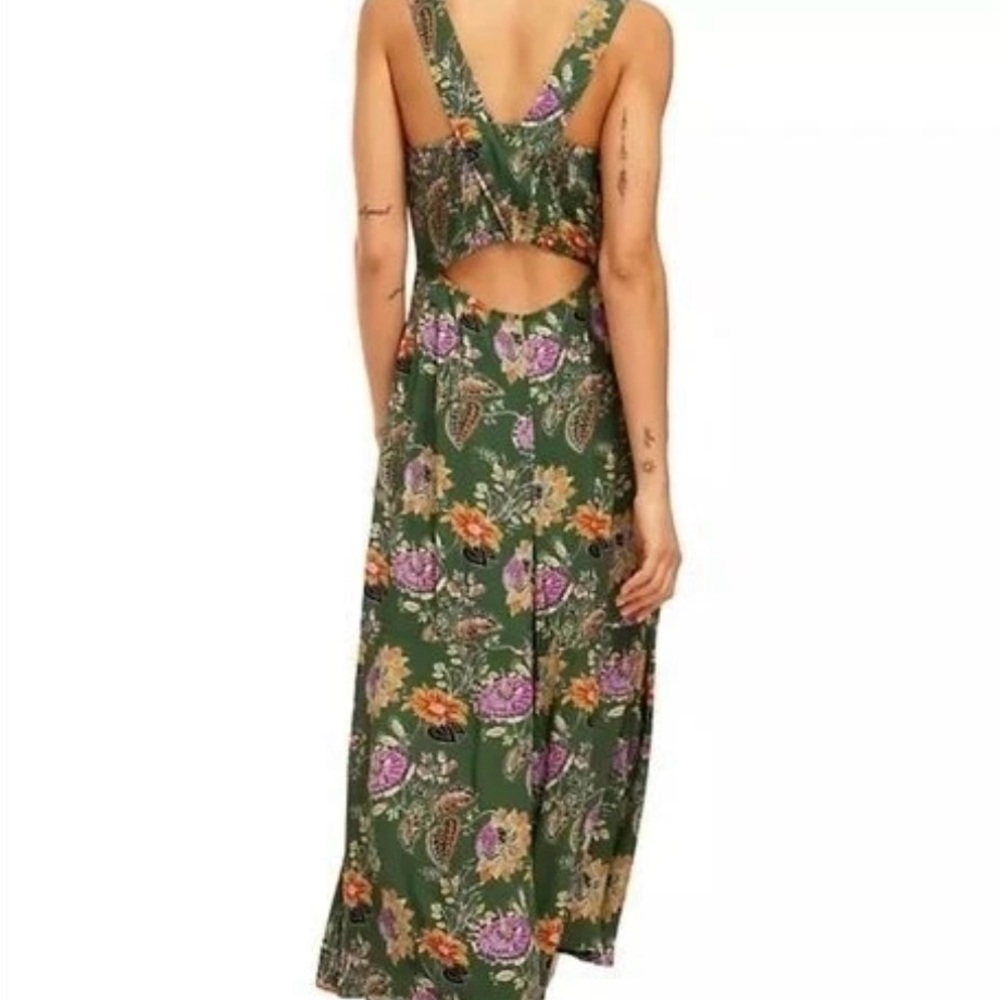 Equipment Femme Everett Eden Multi Floral Sleeveles Scoop Maxi Dress Green 0 NEW